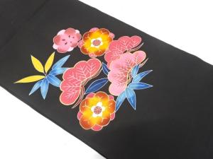 塩瀬　手描き　松竹梅模様　刺繍　名古屋帯